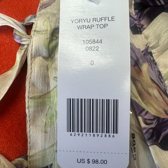 Bebe Yoryu Ruffle Wrap Top, Floral, Size 0 - Picture 5 of 5
